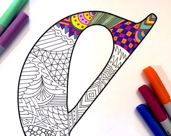 Letter C Zentangle - Inspired by the font "Deutsch Gothic"