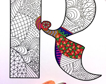 Letter R Zentangle - Inspired by the font