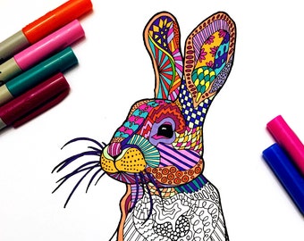 Sitting Rabbit - PDF Animal Coloring Page