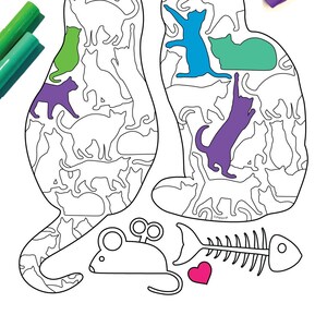 2 Cats - PDF Animal Coloring Page