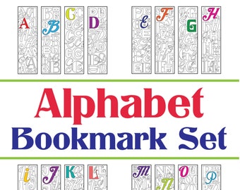 Alphabet Letter Bookmarks - Set of (7) PDF Coloring Pages