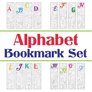 Alphabet Letter Bookmarks - Set of (7) PDF Coloring Pages