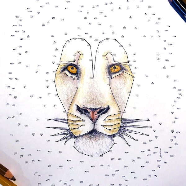 Lion - Extreme Dot to Dot - PDF Activity and Coloring Page