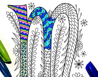 coloring letter m etsy