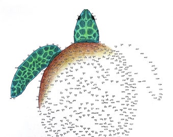 Sea Turtle - Extreme Dot to Dot - PDF Activity and Coloring Page