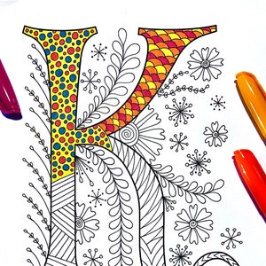 Inspired by the font Mystery Quest Retro Floral Letter H Coloring Page