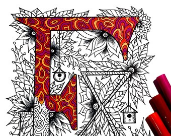 Letter E Zentangle - Inspired by the font "Penelope"