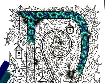 Letter N Zentangle - Inspired by the font "Penelope"