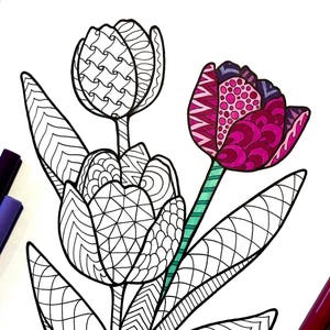 Tulips - PDF Coloring Page