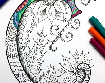 Letter C Zentangle - Inspired by the font "Harrington"