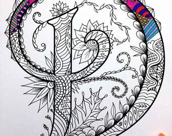 Letter D Zentangle - Inspired by the font "Harrington"