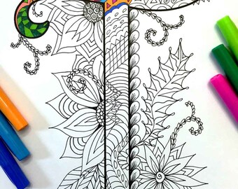 Letter T Zentangle - Inspired by the font "Harrington"