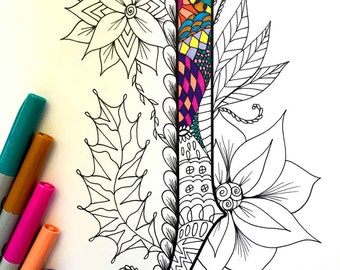 Letter J Zentangle - Inspired by the font "Harrington"