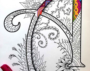 Letter A Zentangle - Inspired by the font "Harrington"