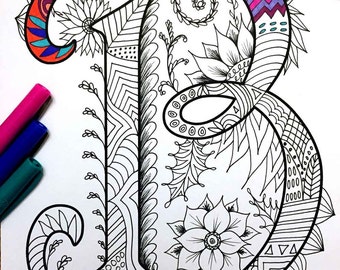 Letter B Zentangle - Inspired by the font "Harrington"