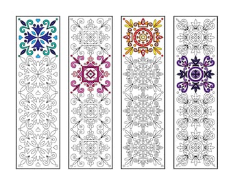 Fancy Bookmarks PDF Coloring Page - Etsy
