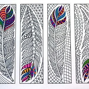 Feather Bookmarks - PDF Coloring Page