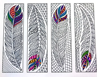 Feather Bookmarks - PDF Coloring Page