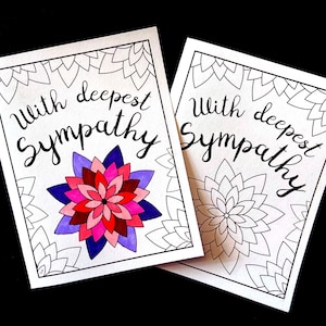 Carte de sympathie avec des fleurs - Coloriage PDF imprimable