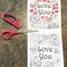 Love You Card With Hearts Printable PDF Coloring Page - Etsy