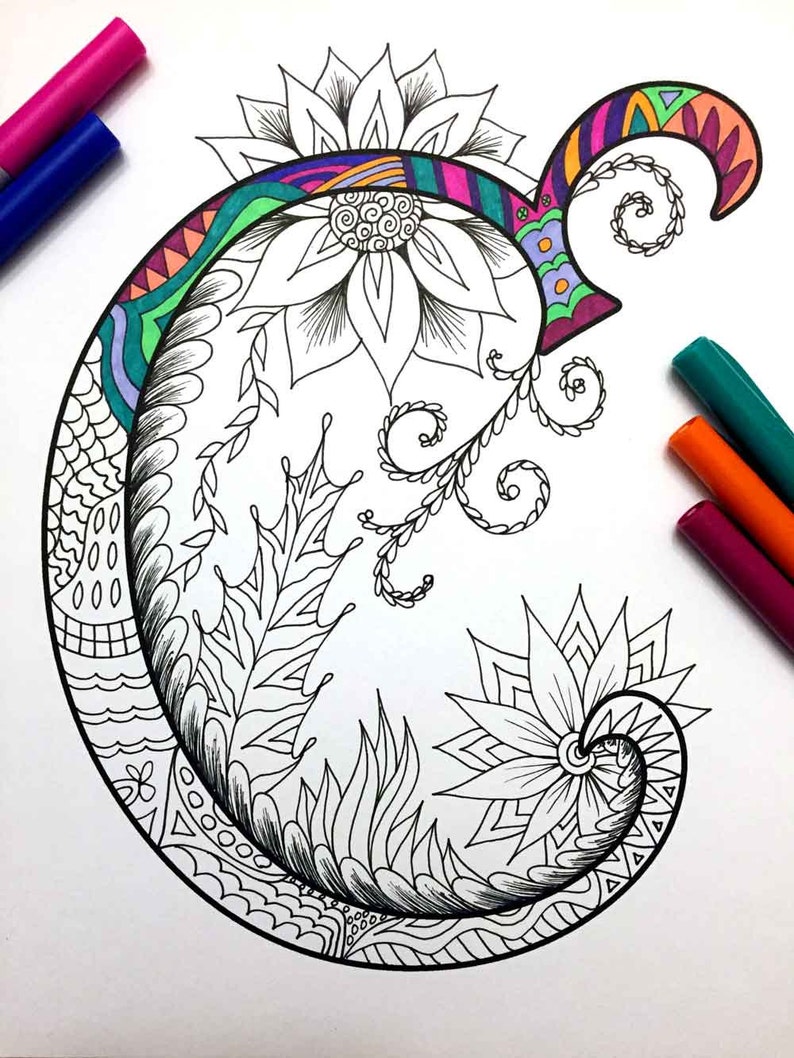 Letter C Coloring Page Inspired by the font Harrington image 1