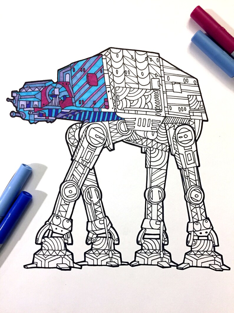 AT-AT Walker PDF Zentangle Coloring Page | Etsy