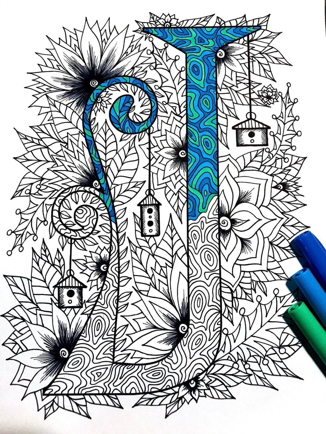 Letter J Coloring Page Inspired by the Font penelope - Etsy