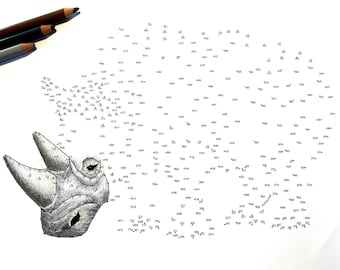 Rhino - Extreme Dot to Dot - PDF Activity and Coloring Page