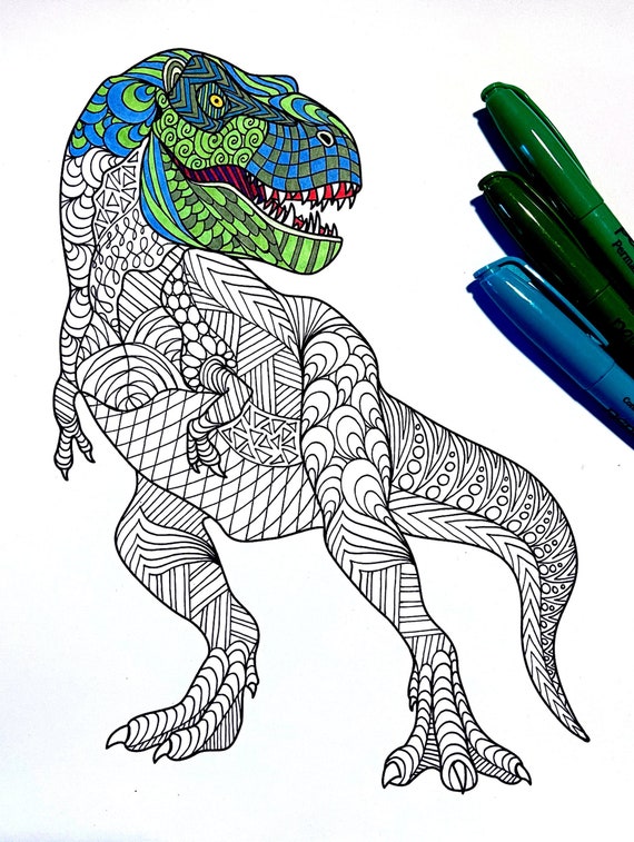 t rex coloring page for kids