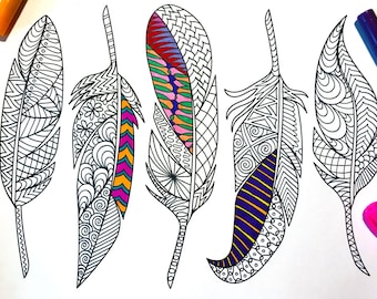 Feathers - PDF Coloring Page