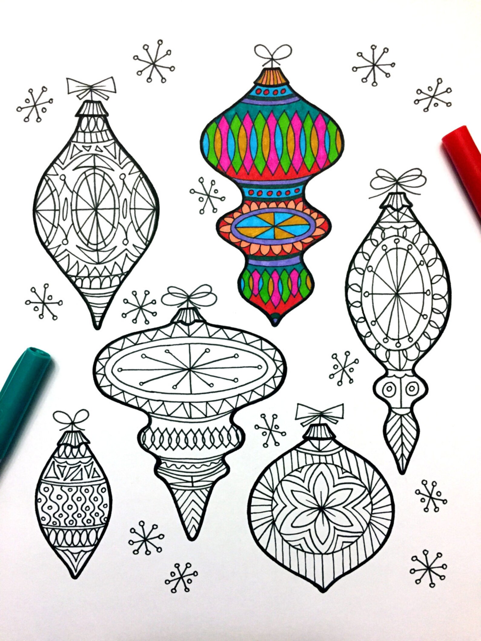 Christmas Ornaments - PDF Coloring Page - Etsy