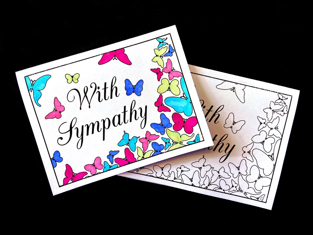 Sympathy Card With Butterflies - Printable PDF Coloring Page - Etsy