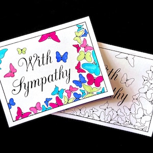 Carte de condoléances avec papillons - Coloriage PDF imprimable