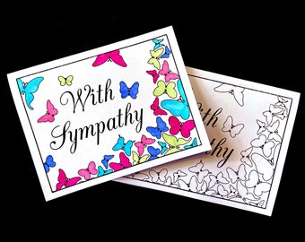Sympathy Card with Butterflies - Printable PDF Coloring Page