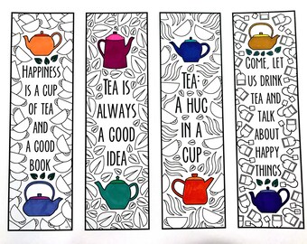 Tea Quote Bookmarks - PDF Coloring Page