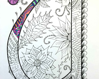 Letter U Coloring Page - Inspired by the font "Harrington"