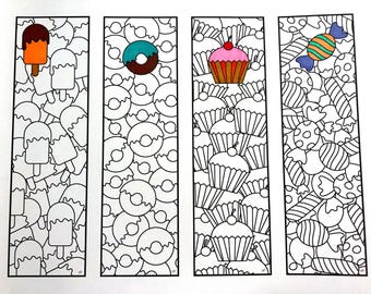 Snoepbladwijzers - PDF-kleurplaat - ijslolly, donut, cupcake, snoep