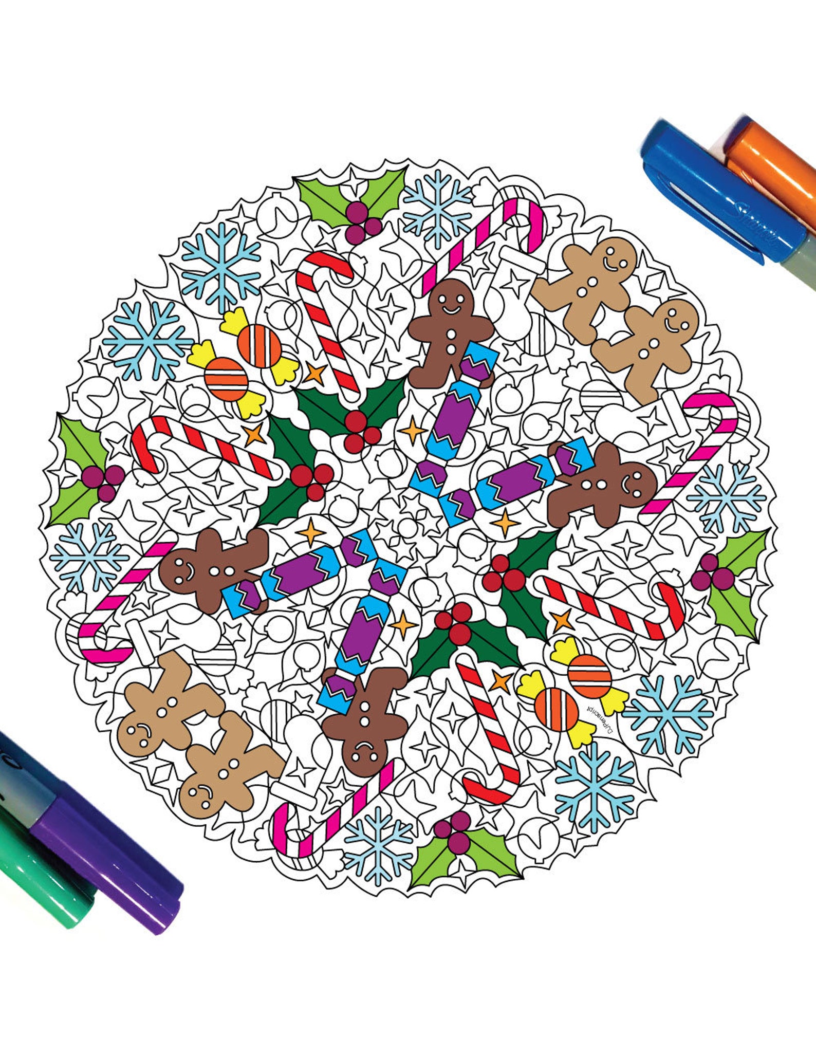 Christmas Mandala PDF Coloring Page - Etsy