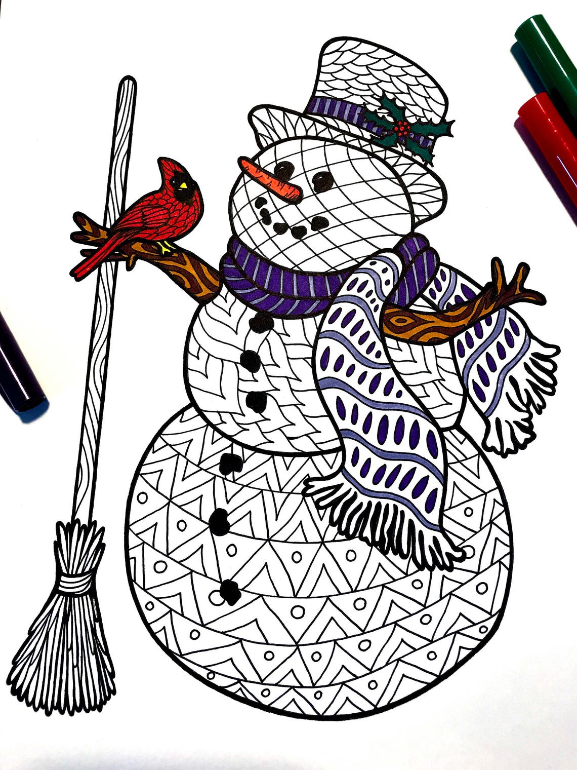 Snowman PDF Zentangle Coloring Page | Etsy