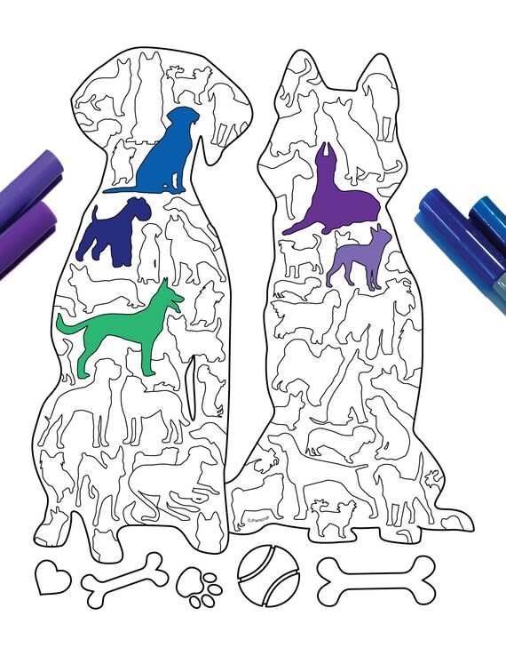 2 Dogs Pdf Zentangle Coloring Page