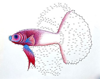 Betta Fish - Point à point extrême - Activité PDF et coloriage