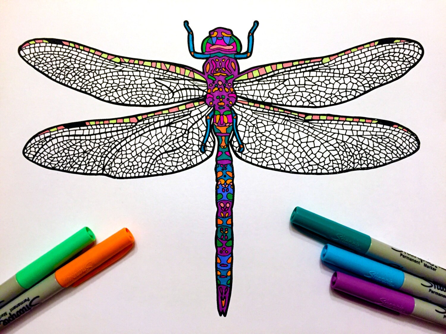 Download Dragonfly PDF Zentangle Coloring Page | Etsy