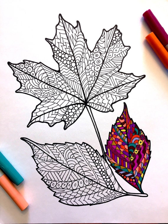 Fall Leaves  PDF Coloring Page