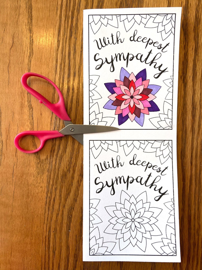 Sympathy Card with Flowers PDF Zentangle Coloring Page | Etsy