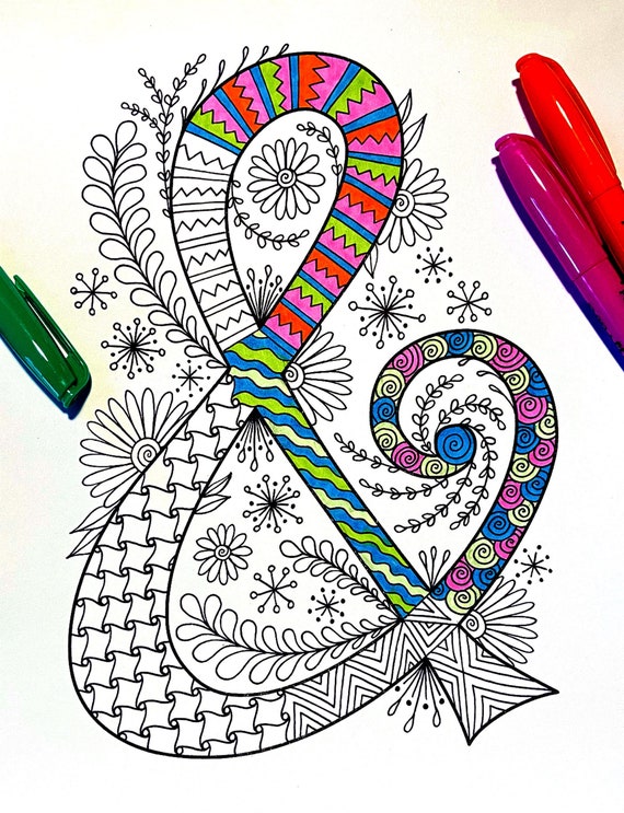 Retro Floral Letter S Coloring Page Inspired by the font Mystery Quest