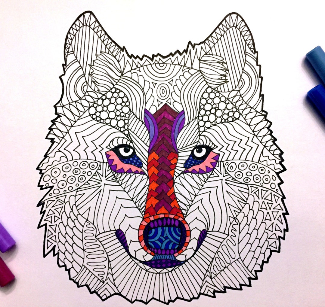 Wolf Head - PDF Animal Coloring Page - Etsy