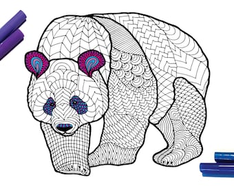 panda coloring page etsy