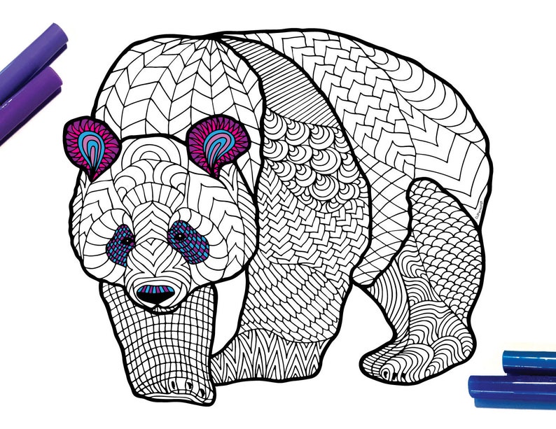 Giant Panda Endangered Animal PDF Zentangle Coloring Page ...