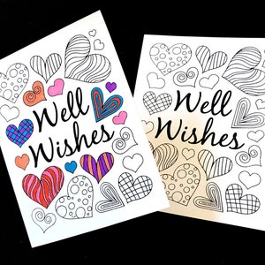 Carte de vœux avec coeurs - Coloriage PDF imprimable