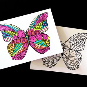Schmetterling Grußkarte - Blanko, All-Occasion Card - Printable PDF Coloring Page